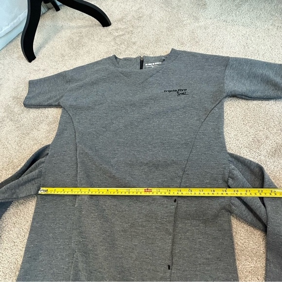 TRIPLE Five Soul heather gray tie front sweatshirt sweater dress Sz L - Picture 12 of 14